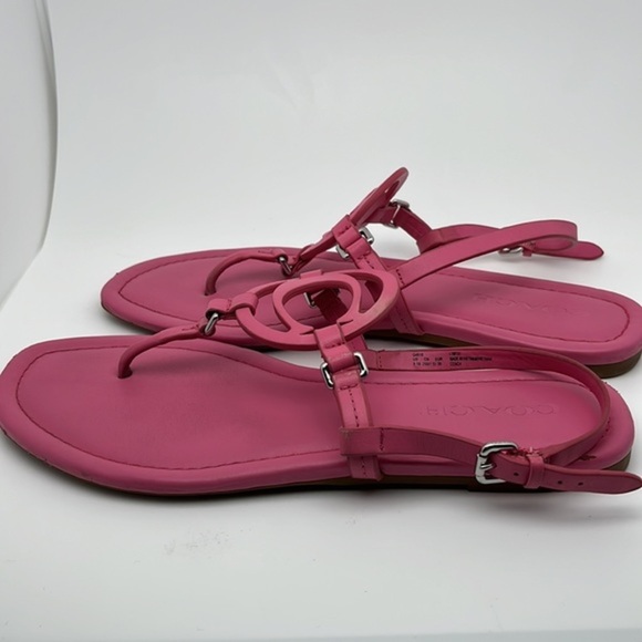 COACH Jeri Hot Pink‎ Leather Thong Sandals Size 8.5 - Picture 7 of 12